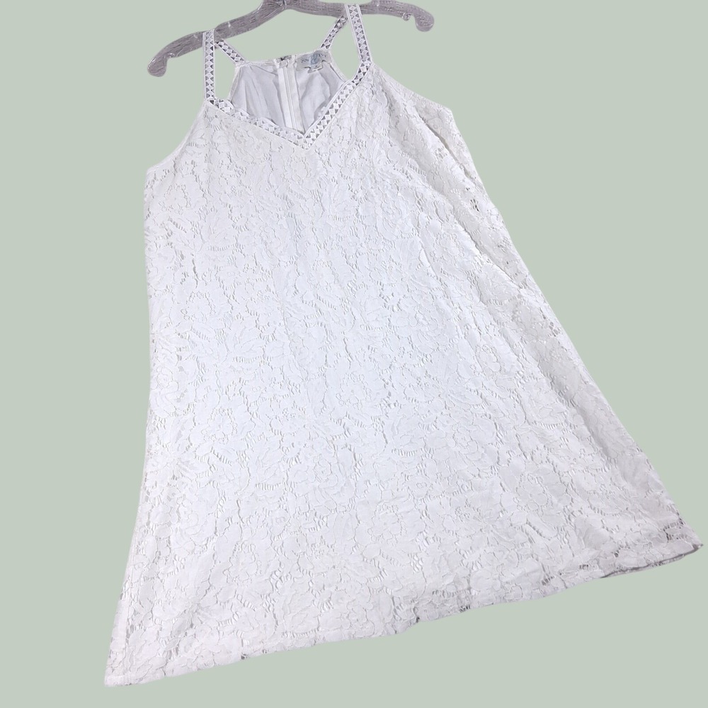 Jun & Ivy Francesca's White Lace Halter Mini Dress Coquette Fairy Women's MEDIUM